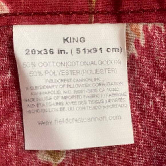 Vintage Fieldcrest Cannon King Floral Pillowcases Shams 20x36 Red Beige - Picture 3 of 5